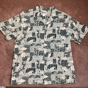 80s Vintage Howie Hawaiian Shirt Green and Tan